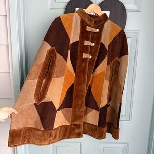 Geometric Patchwork Cape Coat